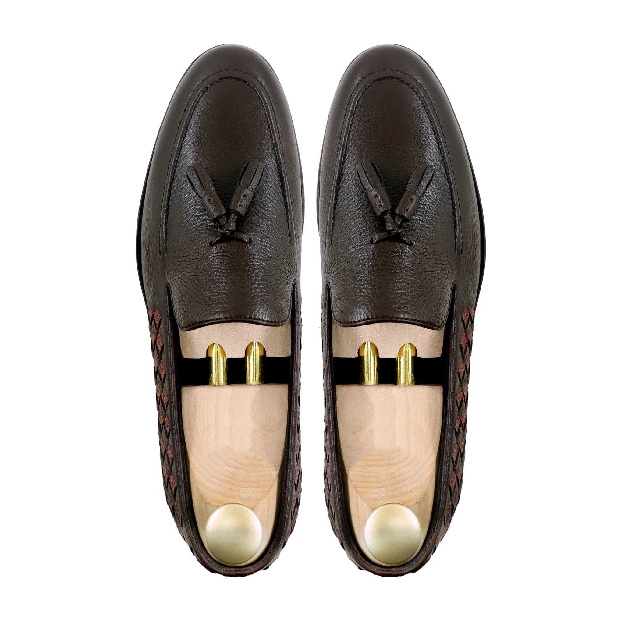Handmade Custom Brown Leather Mens Loafers