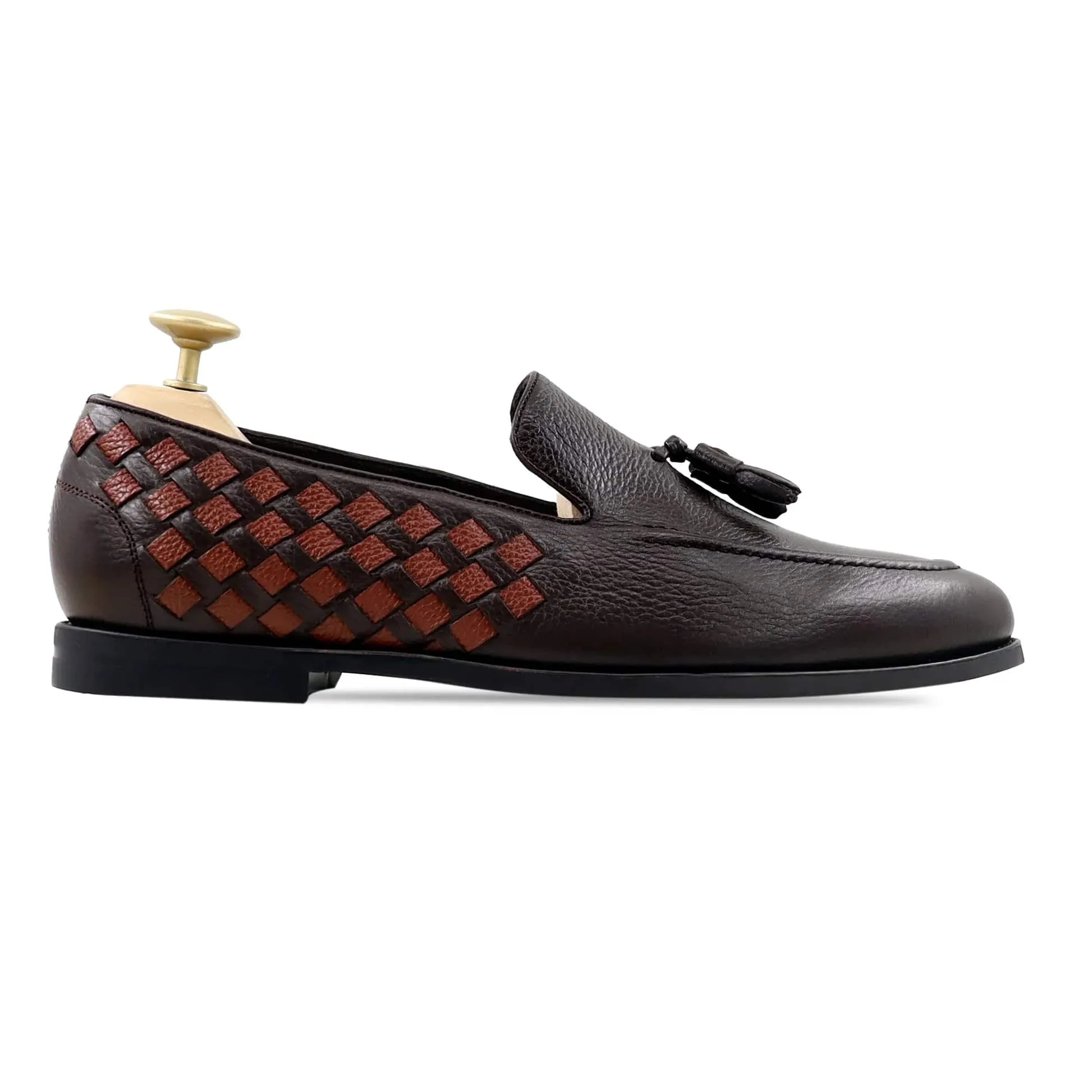 Handmade Custom Brown Leather Mens Loafers
