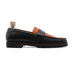 Handmade Custom Calf Leather Black Mens Loafers