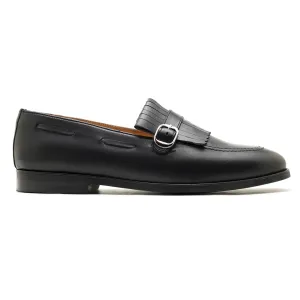 Handmade Custom Calf Leather Black Mens Loafers