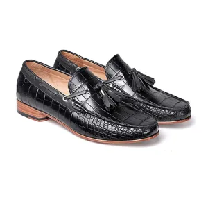 Handmade Custom Calf Leather Black Mens Loafers