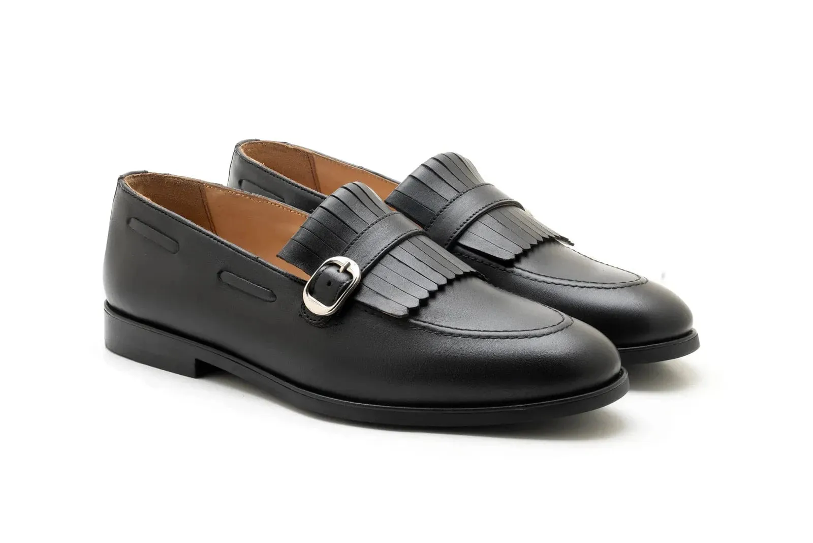Handmade Custom Calf Leather Black Mens Loafers