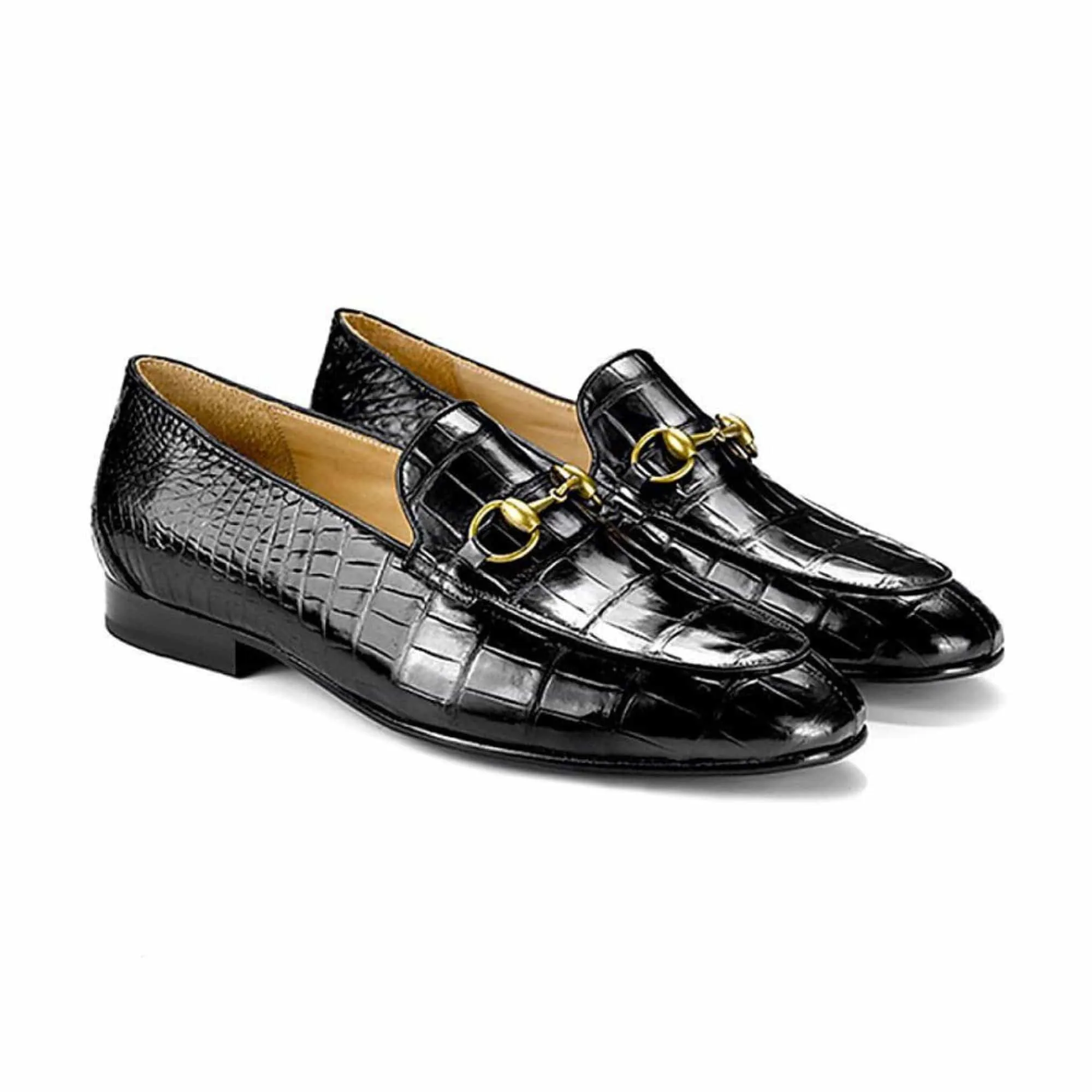 Handmade Custom Calf Leather Black Mens Loafers