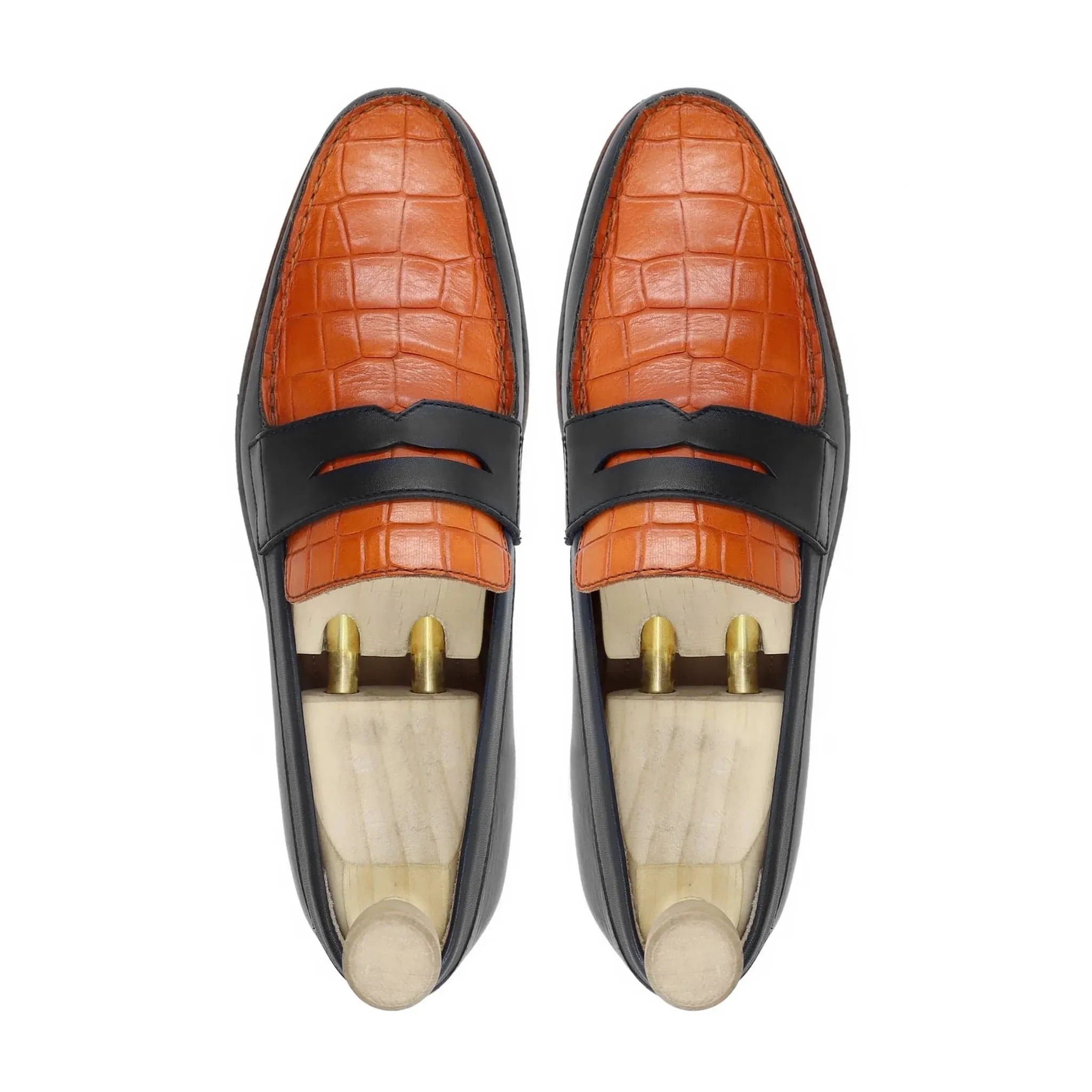 Handmade Custom Calf Leather Black Mens Loafers