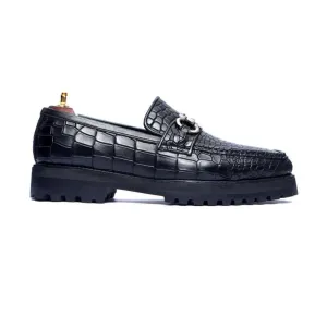 Handmade Custom Calf Leather Black Mens Loafers