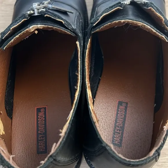 Harley-Davidson Vtg Y2K Women's Black Leather Shoes Chunky Heel sz 7