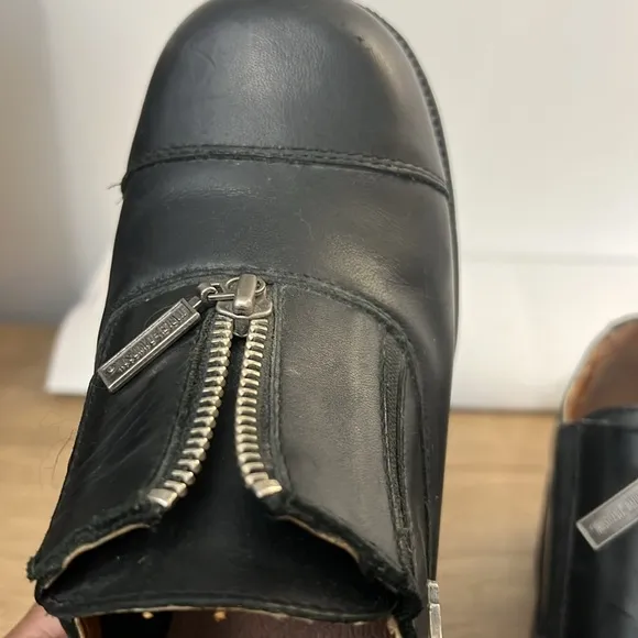 Harley-Davidson Vtg Y2K Women's Black Leather Shoes Chunky Heel sz 7