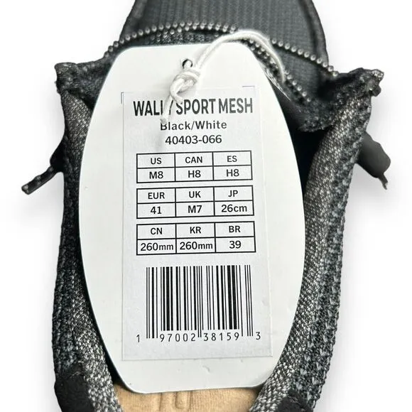 Hey Dude Wally Sport Mesh Men's Size 8 Casual Shoes Black/White New