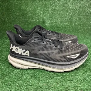 Hoka One One Mens Clifton 9 1127895 BWHT Black Running Shoes Sneakers Sz 10 D