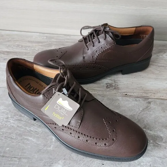Hotter Womens Size 9M Redwood Brown Leather Derby Wingtips Lace Up Dress Shoes