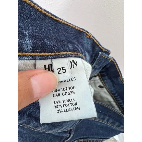 Hudson Jeans Mid Rise Straight Bootcut Dark Wash Stretch Denim Made in USA
