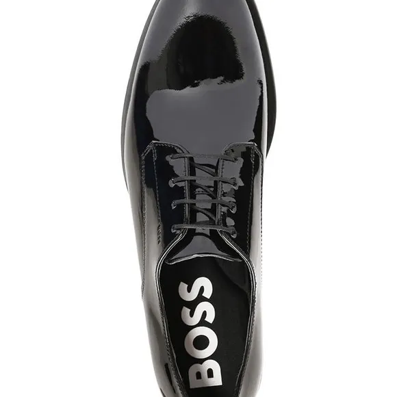 Hugo Boss Black Patent Leather Oxfords for Formal Occasions