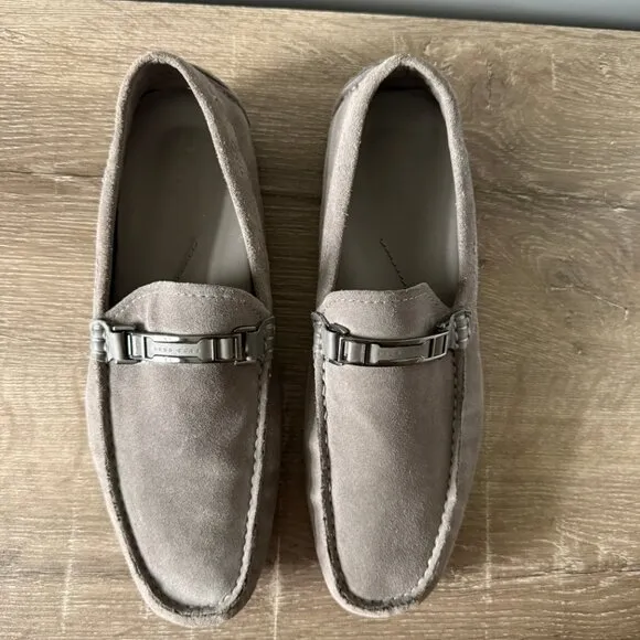 Hugo Boss Drimeto Gray Suede Driving Loafers Shoes Mens Size 10