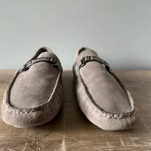 Hugo Boss Drimeto Gray Suede Driving Loafers Shoes Mens Size 10