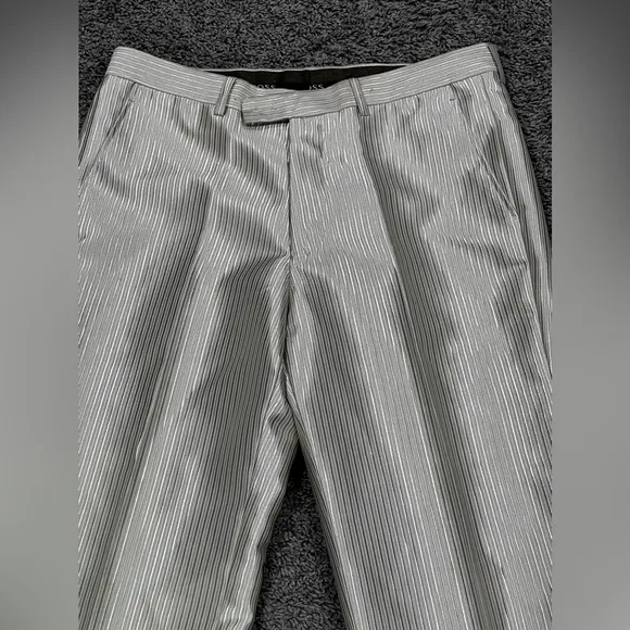 Hugo Boss Men’s 33x32 Gold Shiny Pin Striped Dress Pants Pleated