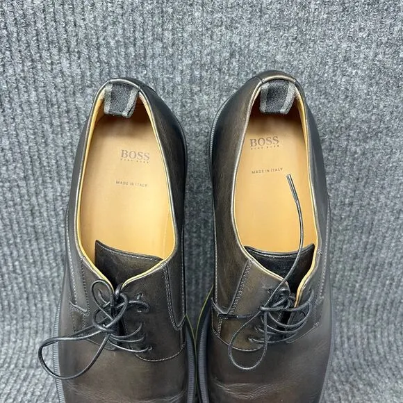 Hugo Boss Montreal Leather Derby Shoes Dark Grey Dress Shoes Mens Size 7 US