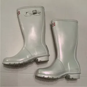 Hunter Kids Original Sz 2 Boy /Sz 3 Girl Tall Rain Boots White Pearlescent 💖