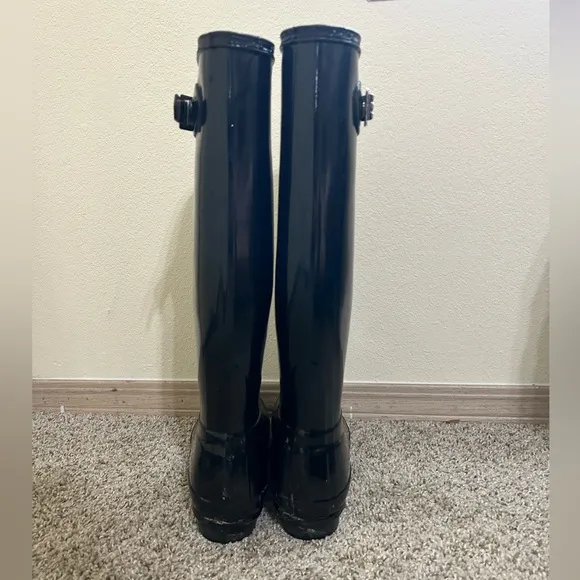 Hunter Original Gloss Black Tall Rain Boots Women’s Size 8 Winter Casual Travel