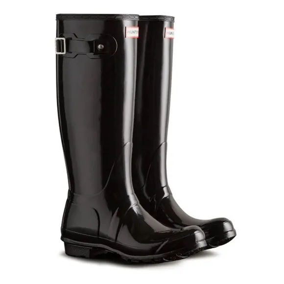 Hunter Original Gloss Black Tall Rain Boots Women’s Size 8 Winter Casual Travel
