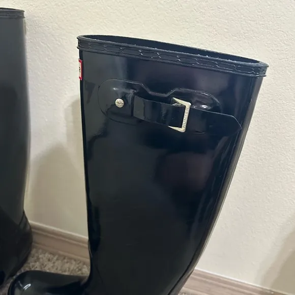 Hunter Original Gloss Black Tall Rain Boots Women’s Size 8 Winter Casual Travel