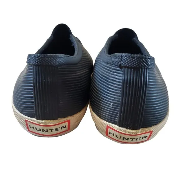 HUNTER Rubber Black Slip On Rain Shoes Loafers Black Men US 12 UK 11 Waterproof