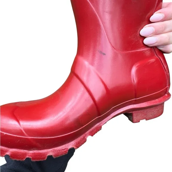 Hunter Women's Red Rain Boots coastal grandma preppy colorful prairie farmhand