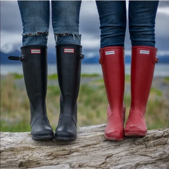 Hunter Women's Red Rain Boots coastal grandma preppy colorful prairie farmhand