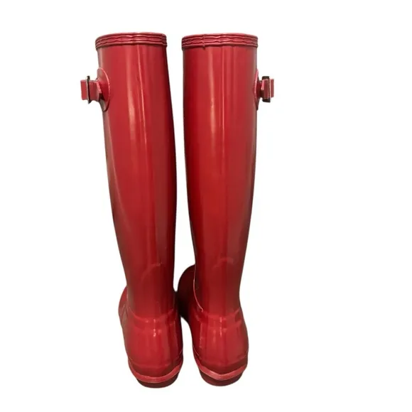 Hunter Women's Red Rain Boots coastal grandma preppy colorful prairie farmhand