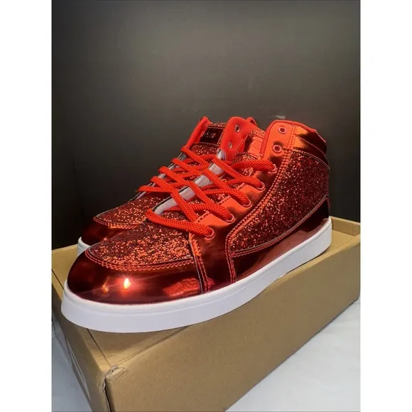 IGxx Glitter Shoes for Men Fashion High Top Casual Sequin Sparkly Sneakers Men's
