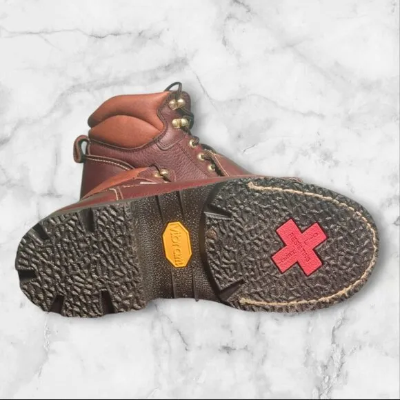 Iron Age Mens Brown Leather Work &amp; Safety Boots‎ Size 7M Women's 8.5-9 Mt75