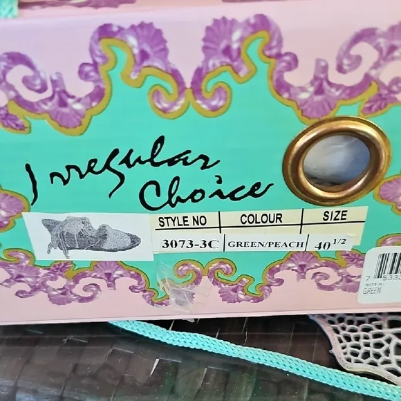 IRREGULAR CHOICE TEAL/PEACH TIE UP WEDGE CORK SANDALS! NEW IN BOX, NEVER WORN!
