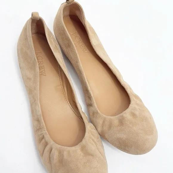 J. Crew Anya Tan Suede Leather Ballet Flats Size 7.5