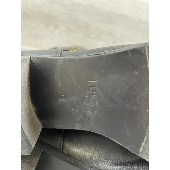 J. Crew Bayley Women's US 9 Black Leather Buckle Stacked Heel Biker Ankle Bootie