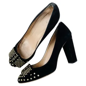 J. Crew Etta Suede Studded Pumps Black and Gold Heels Women’s 10
