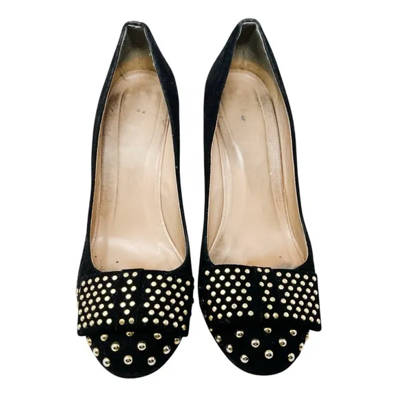 J. Crew Etta Suede Studded Pumps Black and Gold Heels Women’s 10