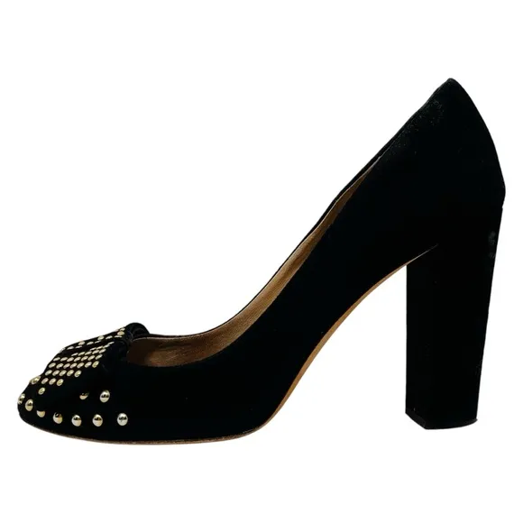 J. Crew Etta Suede Studded Pumps Black and Gold Heels Women’s 10