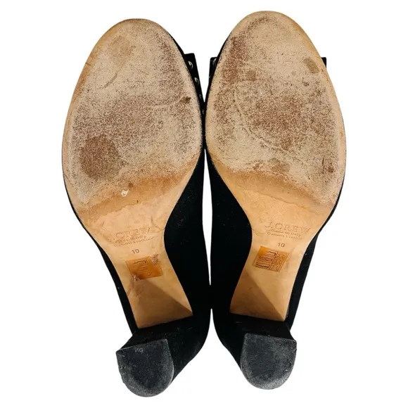 J. Crew Etta Suede Studded Pumps Black and Gold Heels Women’s 10