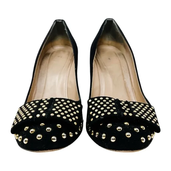 J. Crew Etta Suede Studded Pumps Black and Gold Heels Women’s 10