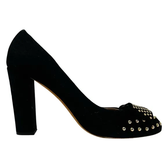 J. Crew Etta Suede Studded Pumps Black and Gold Heels Women’s 10