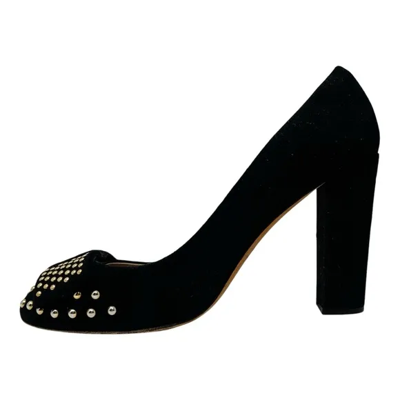 J. Crew Etta Suede Studded Pumps Black and Gold Heels Women’s 10