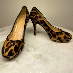 J Crew heels animal print leather sz 8.5 calf hair