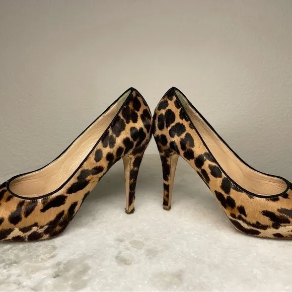 J Crew heels animal print leather sz 8.5 calf hair
