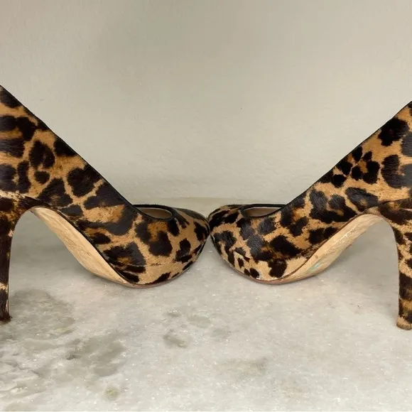 J Crew heels animal print leather sz 8.5 calf hair