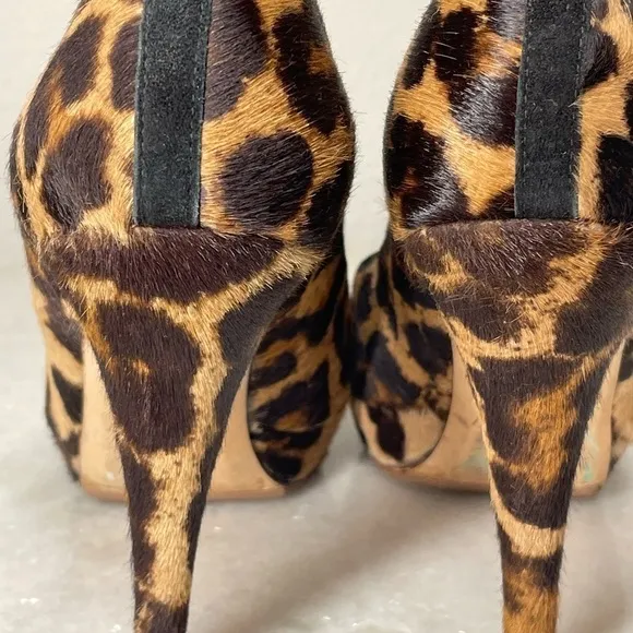 J Crew heels animal print leather sz 8.5 calf hair