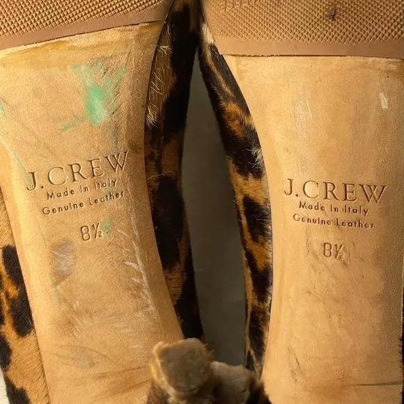 J Crew heels animal print leather sz 8.5 calf hair