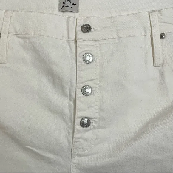 J. Crew High-Rise Denim Short in White with Button Fly Sz 36