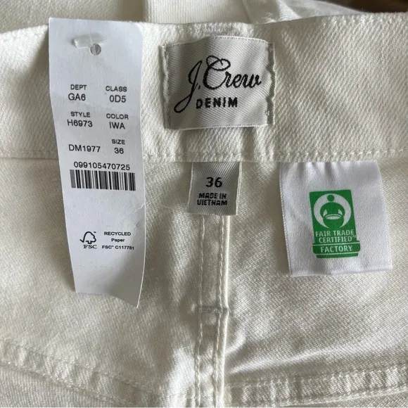 J. Crew High-Rise Denim Short in White with Button Fly Sz 36