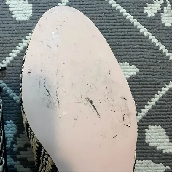 J. Crew Kiki Ballet Flats in Rafia Stripes Tan and Black Size 8.5