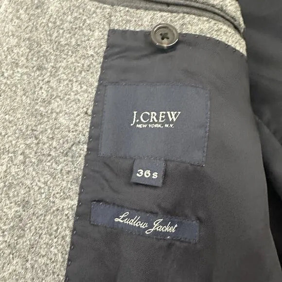 J Crew Ludlow Blazer Sport Coat Jacket Mens 36S Gray Moon Wool Yorkshire Tweed