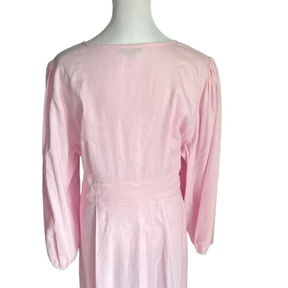 J. Crew - Stretch Viscose-Blend Button-Front Midi Dress Light Pink Sz 18